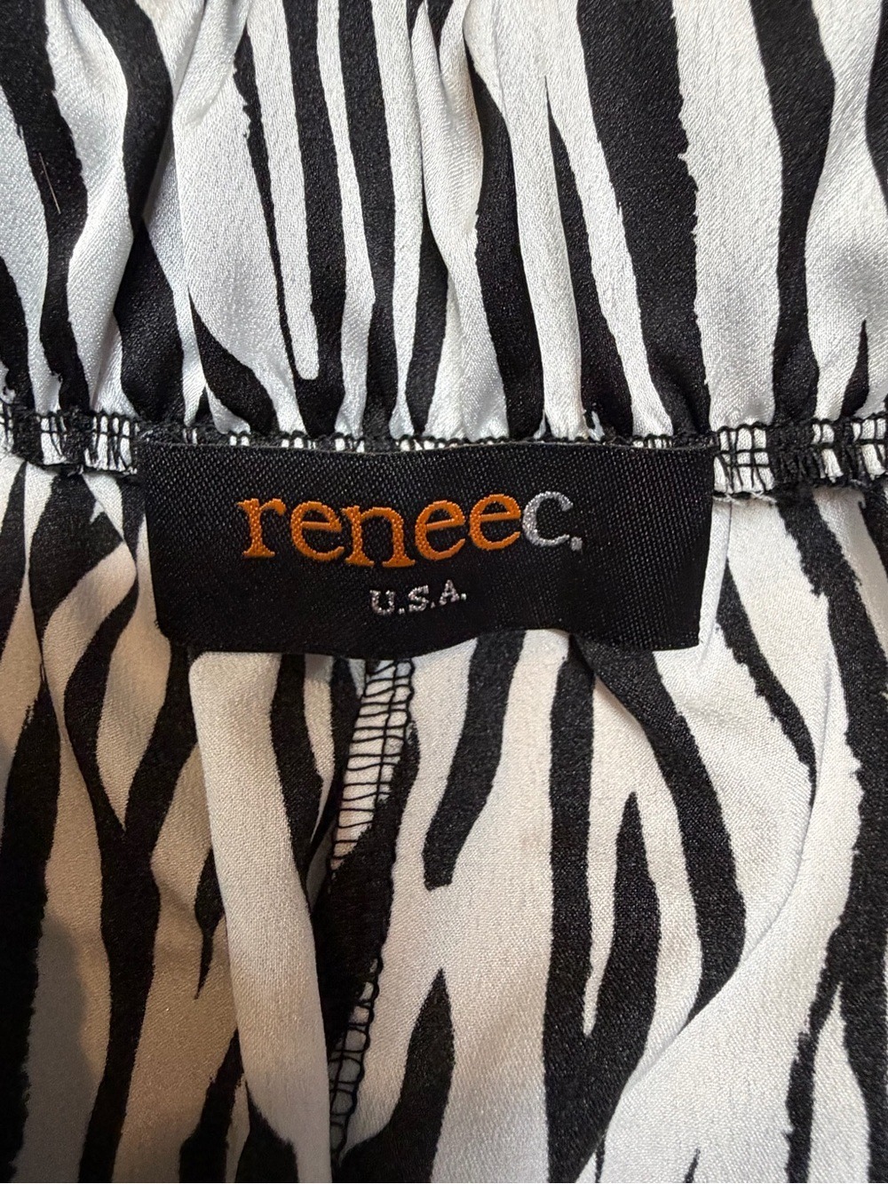 Renee C USA Large Black White Zebra Print Wide Leg Palazzo Pull On Pants - Picture 2 of 12